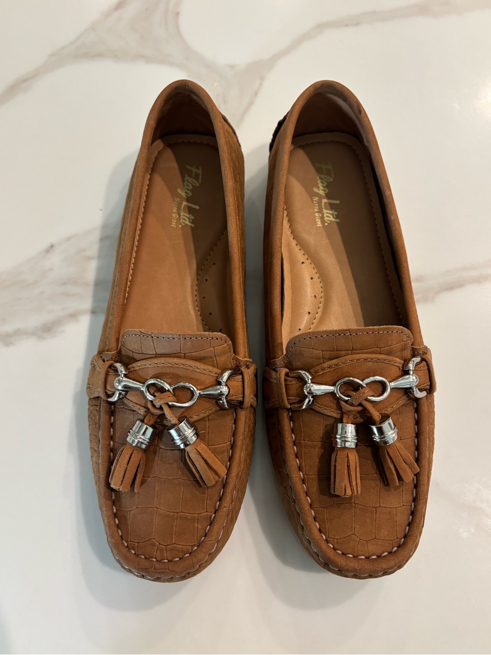 NEVER WORN Flag Ltd Suede Croc Print Tassel Mocs